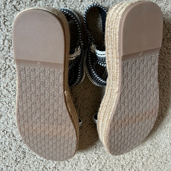 Sam Edelman Artica Woven Flatform Wedge Platform Espadrilles Sandal BLACK WHITE - Picture 14 of 16